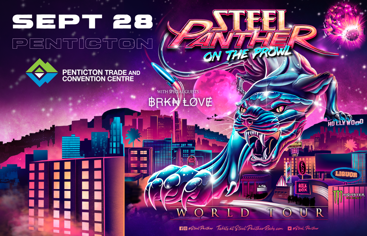 Steel Panther graphic banner for concert in Penticton