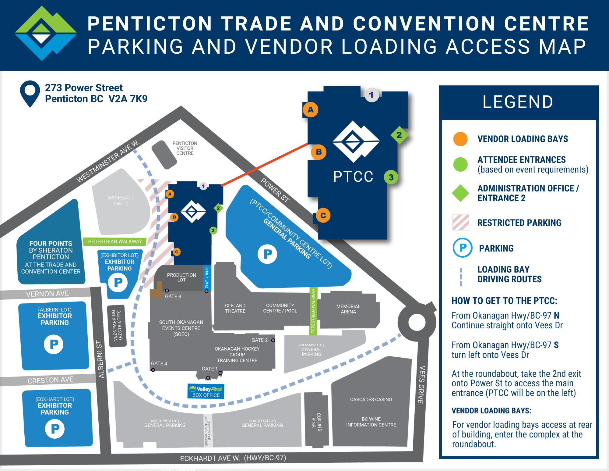 2026 PTCC Parking and Vendor Loading Access Map