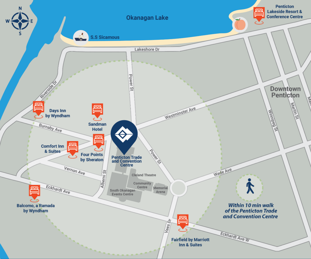 Hotel Proximity - Penticton Map (1500 x 1250 px)